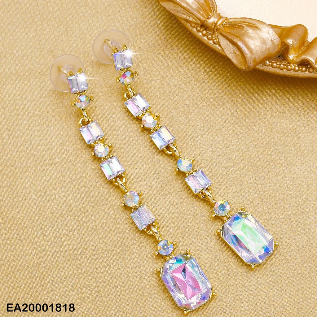 ARETES COLGAR ZIRCONIAS TORNASOL RECTÁNGULOS VERT.