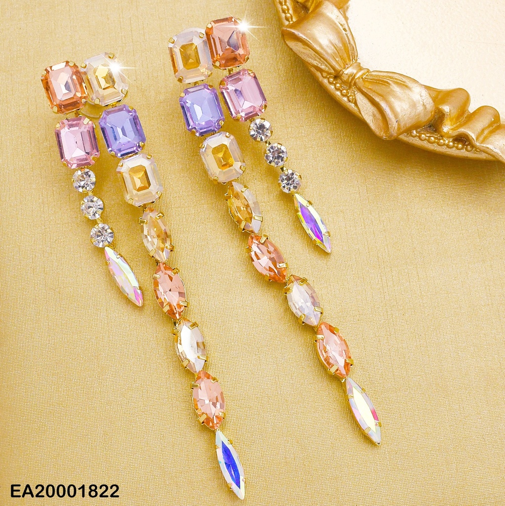 ARETES DOBLE LÍNEAS ZIRC. TONOS PASTELESRECT.VERTICALES