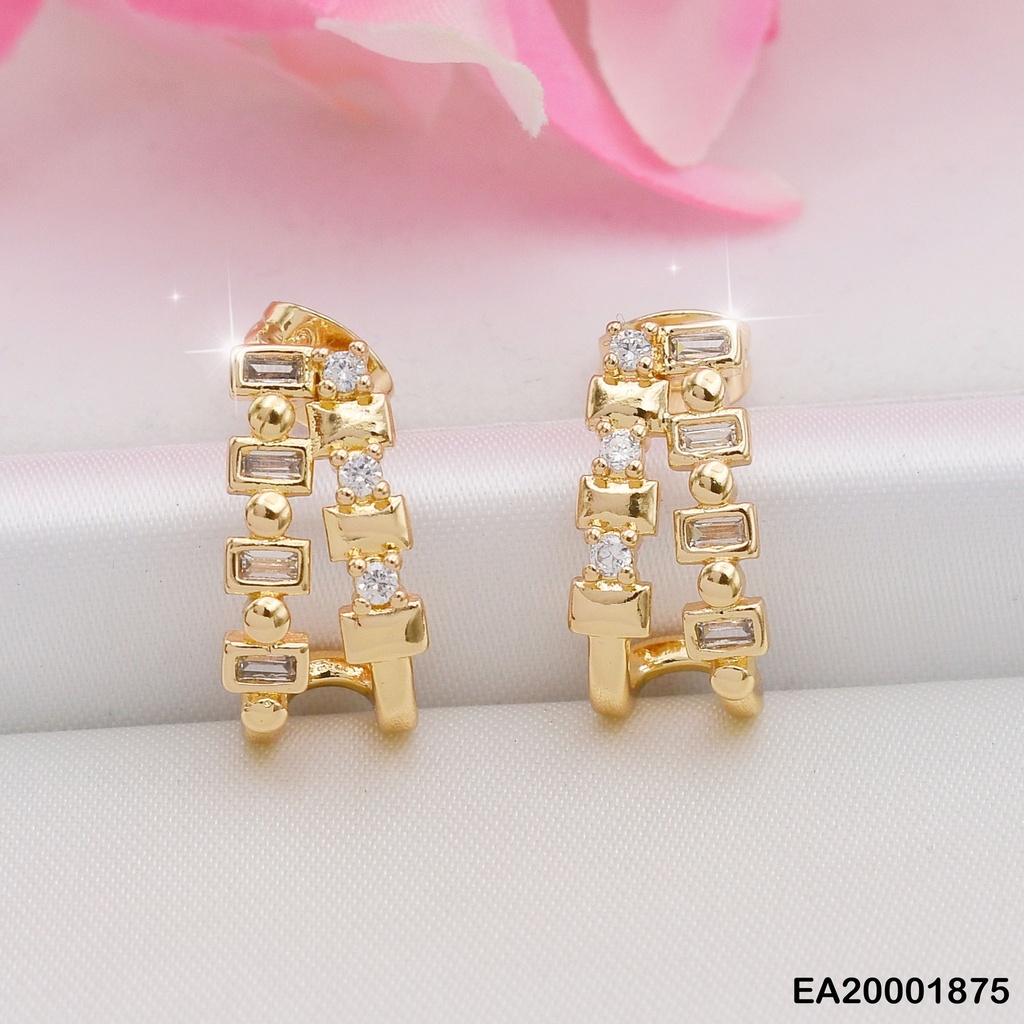 ARETES FORMA DE "J"PLANA C/ZIRCONIAS SURTIDOS