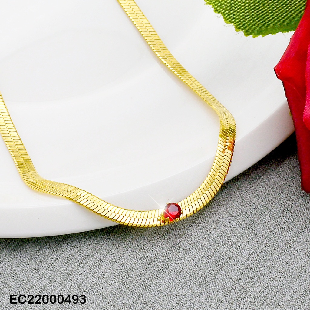 CADENA SERPIENTE C/ZIRCONIA ROJA RD INCRUSTADA