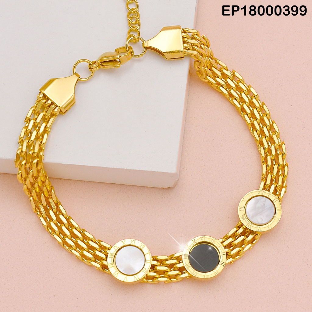 PULSERA PLANA RUEDAS BLANCA/NEGRO/BLANCA