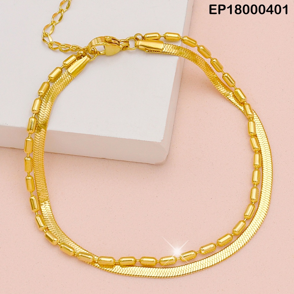 PULSERA DOBLE:PLANA SERPIENTE/CILINDROS
