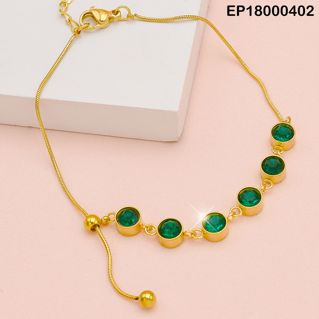 PULSERA FINA ZIRCONIAS RD VERDE