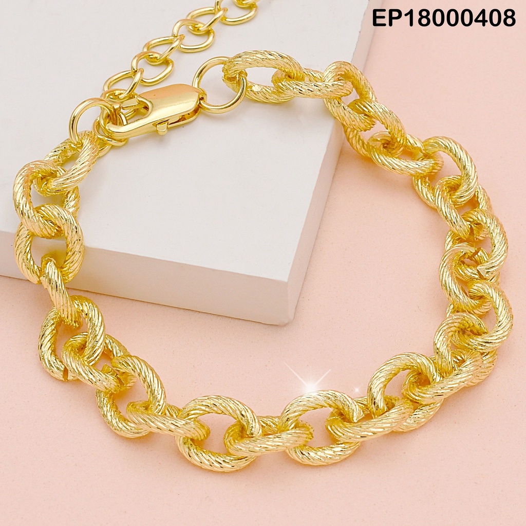 PULSERA ESLABONES GRANDES OVALADOS LÍNEAS DIAG.
