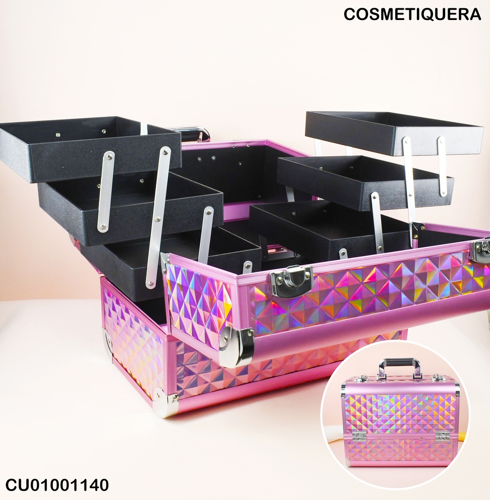 COSMETIQUERA GRANDE ROMBOS GRABADOS ADH-105CL