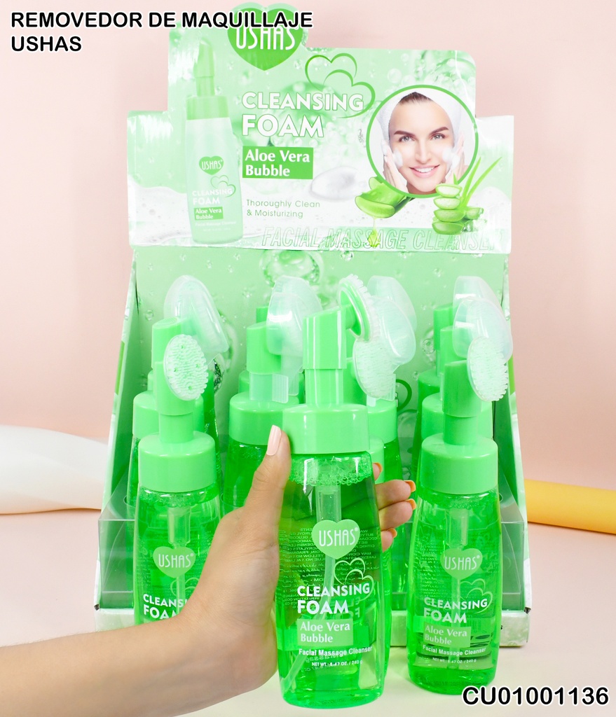 ESPUMA LIMPIADOR FACIAL C/CEPILLO ALOE VERA USHAS HA216