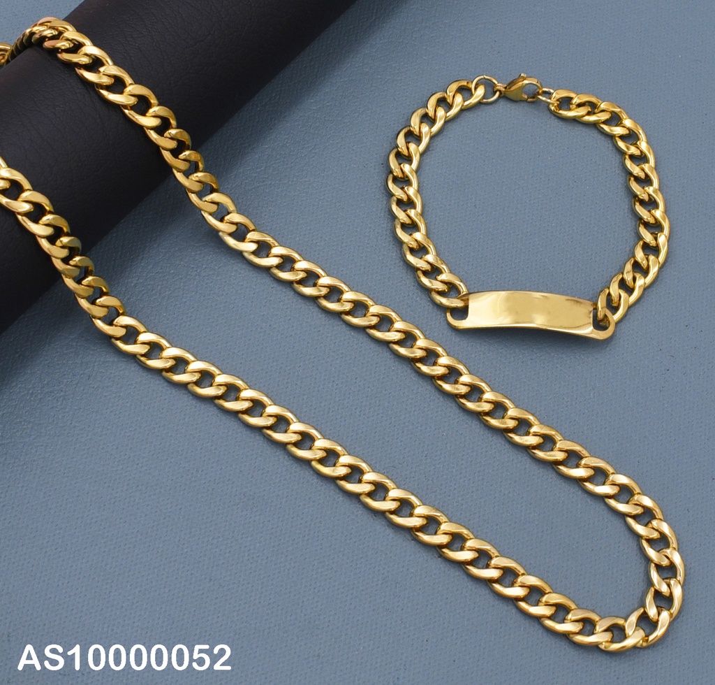 SET CADENA-PULSERA C/PLACA MARTILLADA ESLAB.UNIF 2.3NK F3899