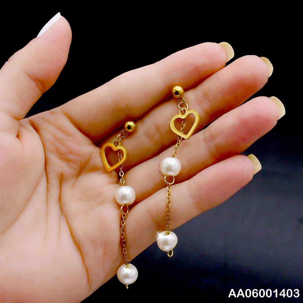 ARETES LARGOS CROQUI CORAZÓN COLGANTE C/2 PERLAS