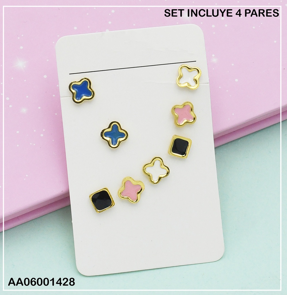 PAQUETE 4 PARES ARETES FLORES/ CUADRO 0713481-W130
