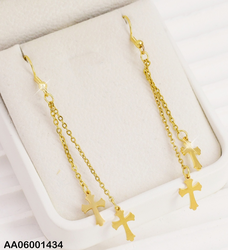 ARETES COLGAR DOBLE CADENITAS C/CRUCES ANTIGUAS
