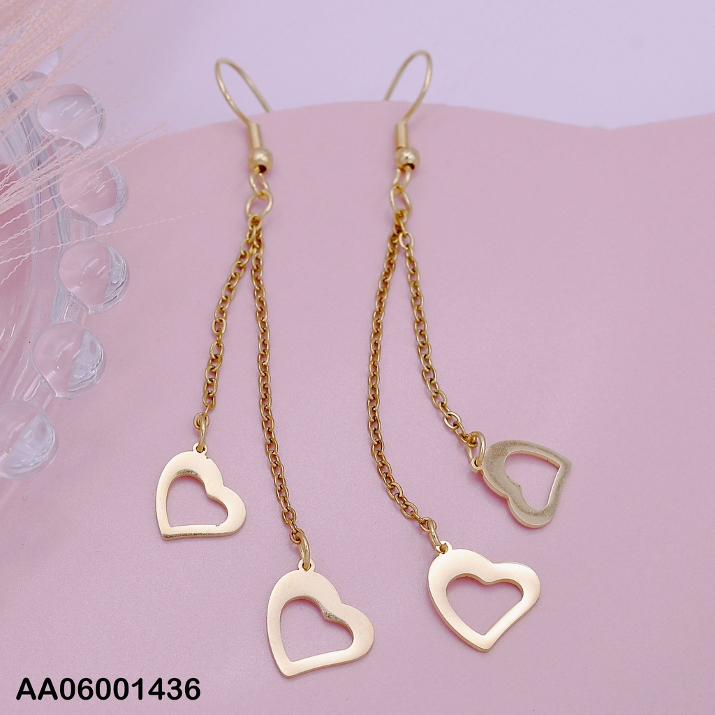 ARETES COLGAR DOBLE CADENITAS C/CROQUIS CORAZONES