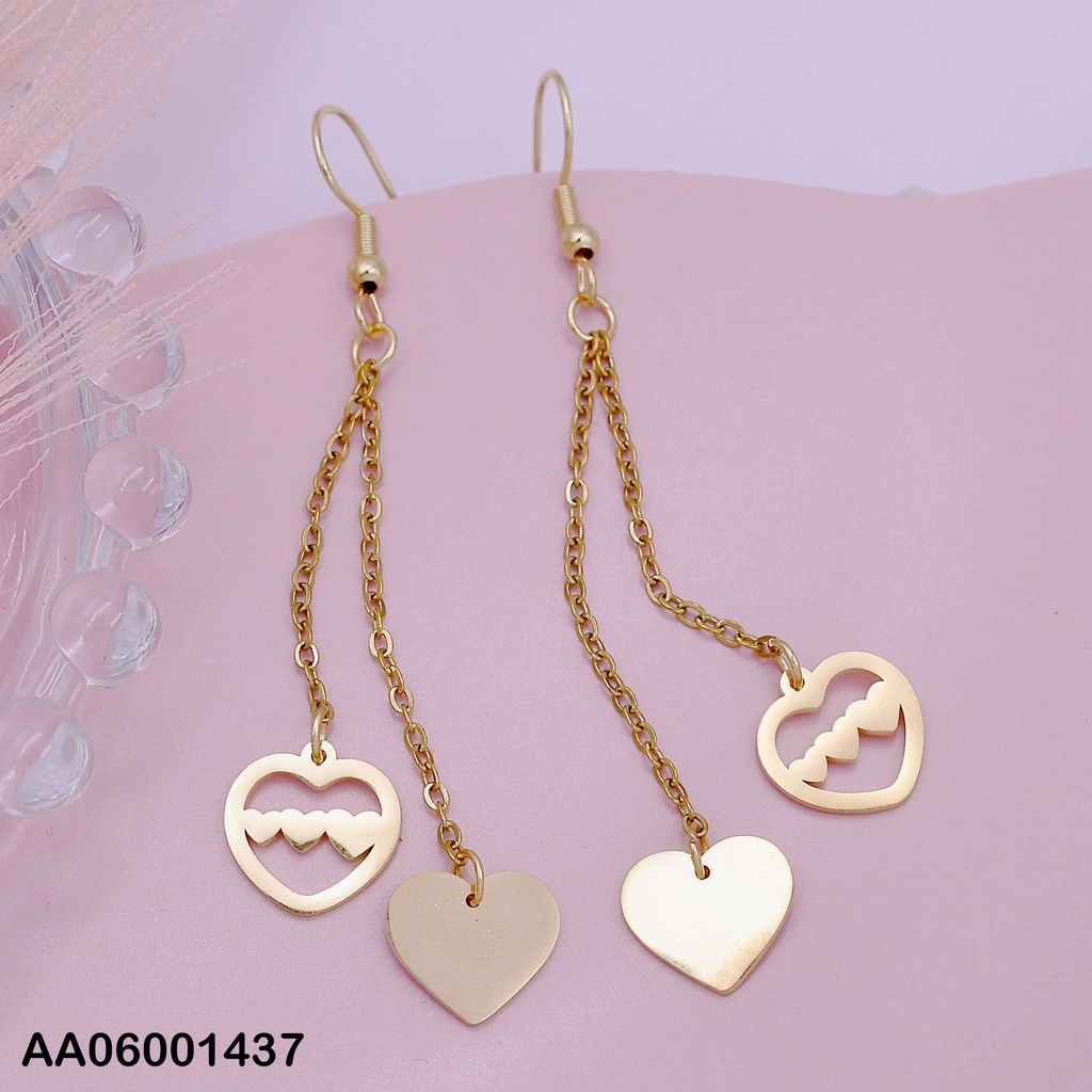 ARETES COLGAR DOBLE CADENITAS C/💛PLACA-CROQUI