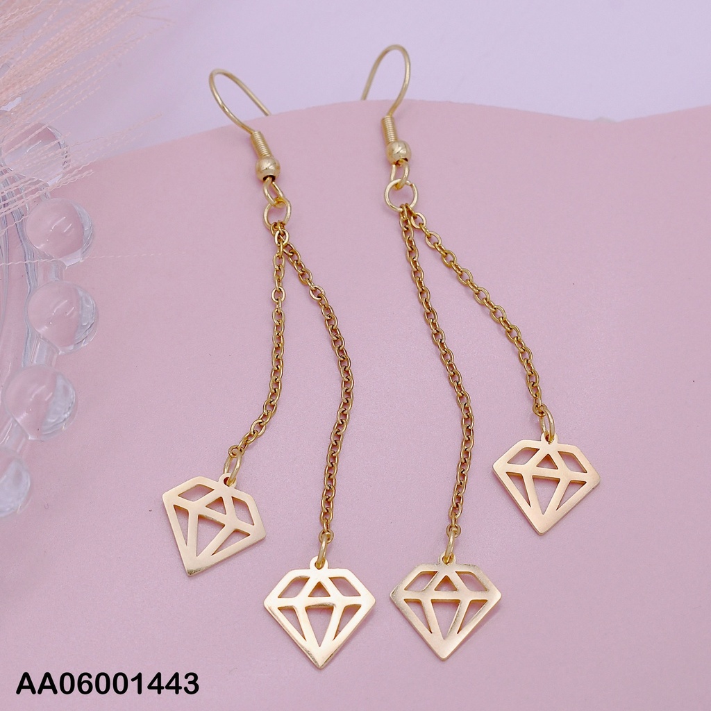 ARETES COLGAR DOBLE CADENITAS C/CROQUIS DIAMANTES