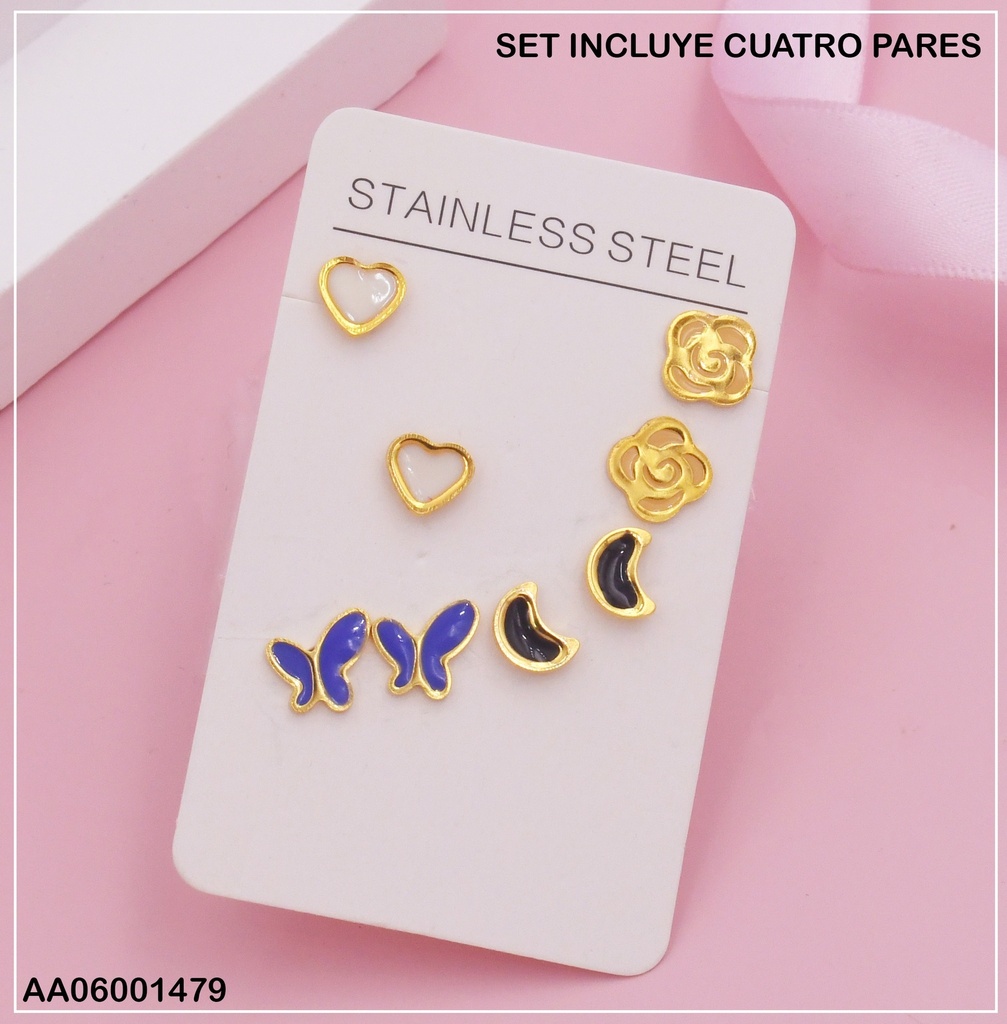 PAQ.4 PARES ARETES 🤍/🦋/🌙/🌸
