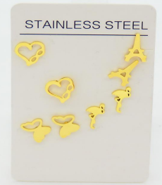 PAQ.4 PARES ARETES DORADOS VARIOS