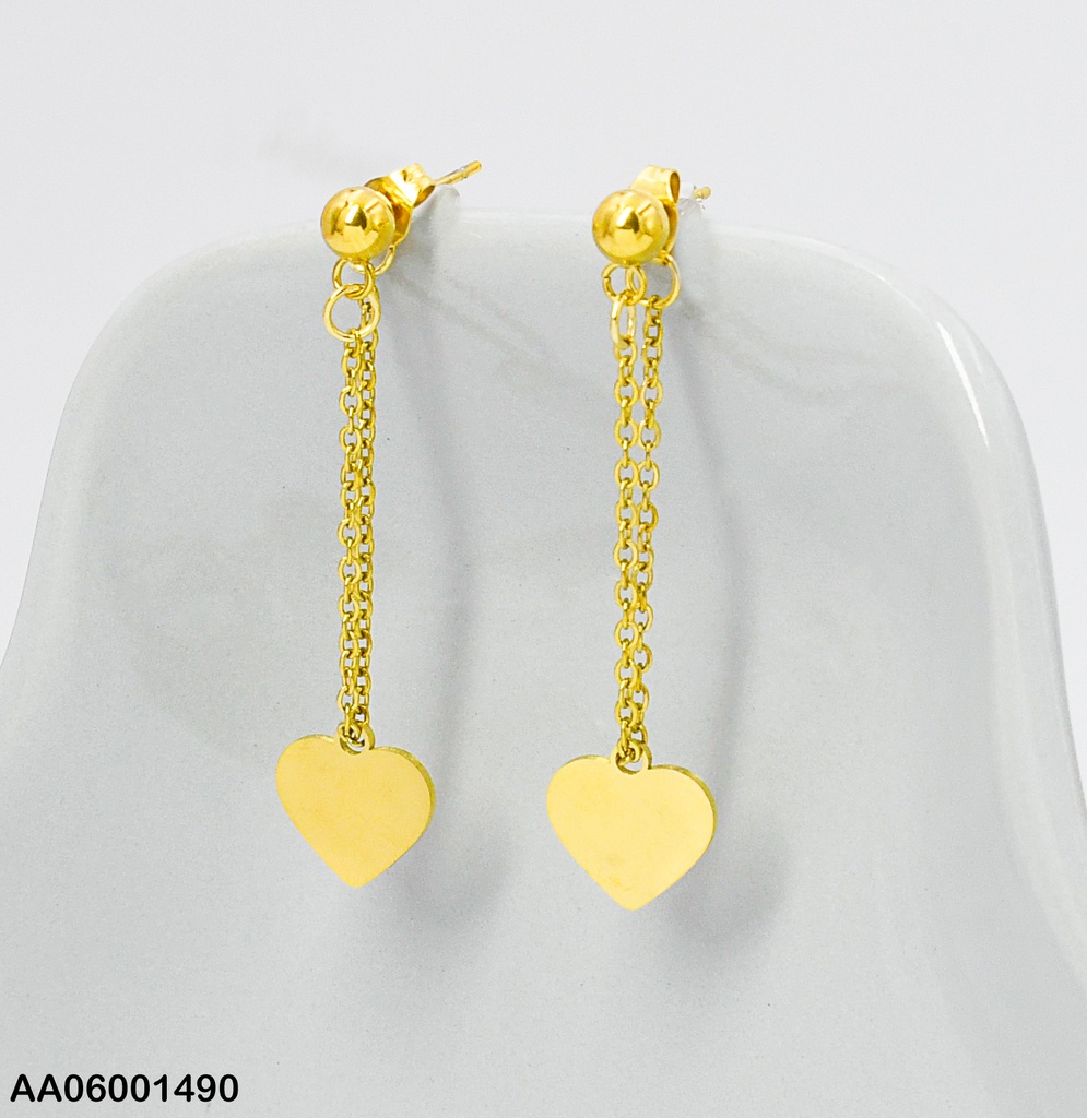 ARETES LARGOS DOBLE CADENA COLGANTE PLACA💛