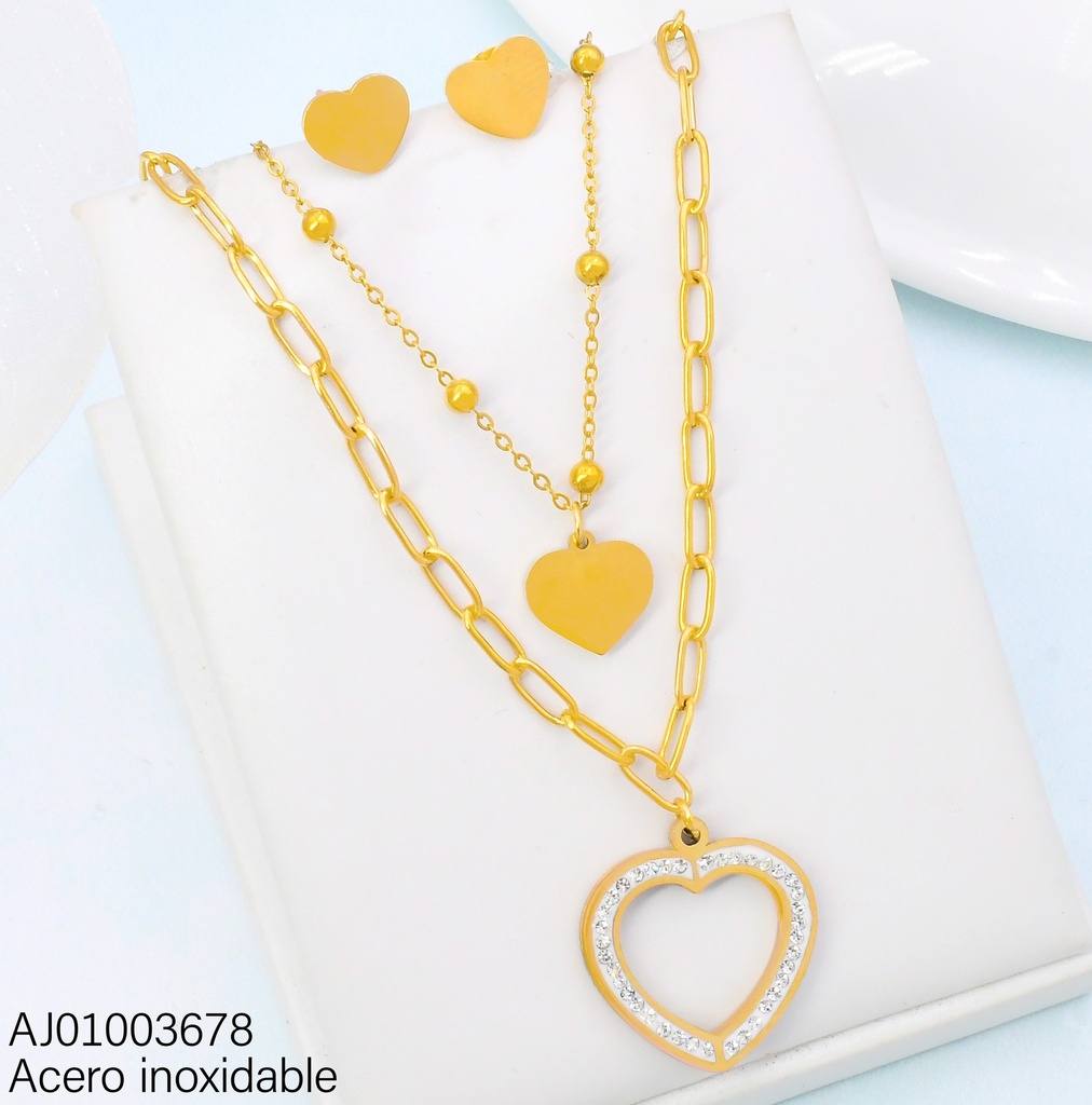 JUEGO DOBLE CAD.ARETES/DIJE PLACA💛 DIJE CROQUI ZIRC
