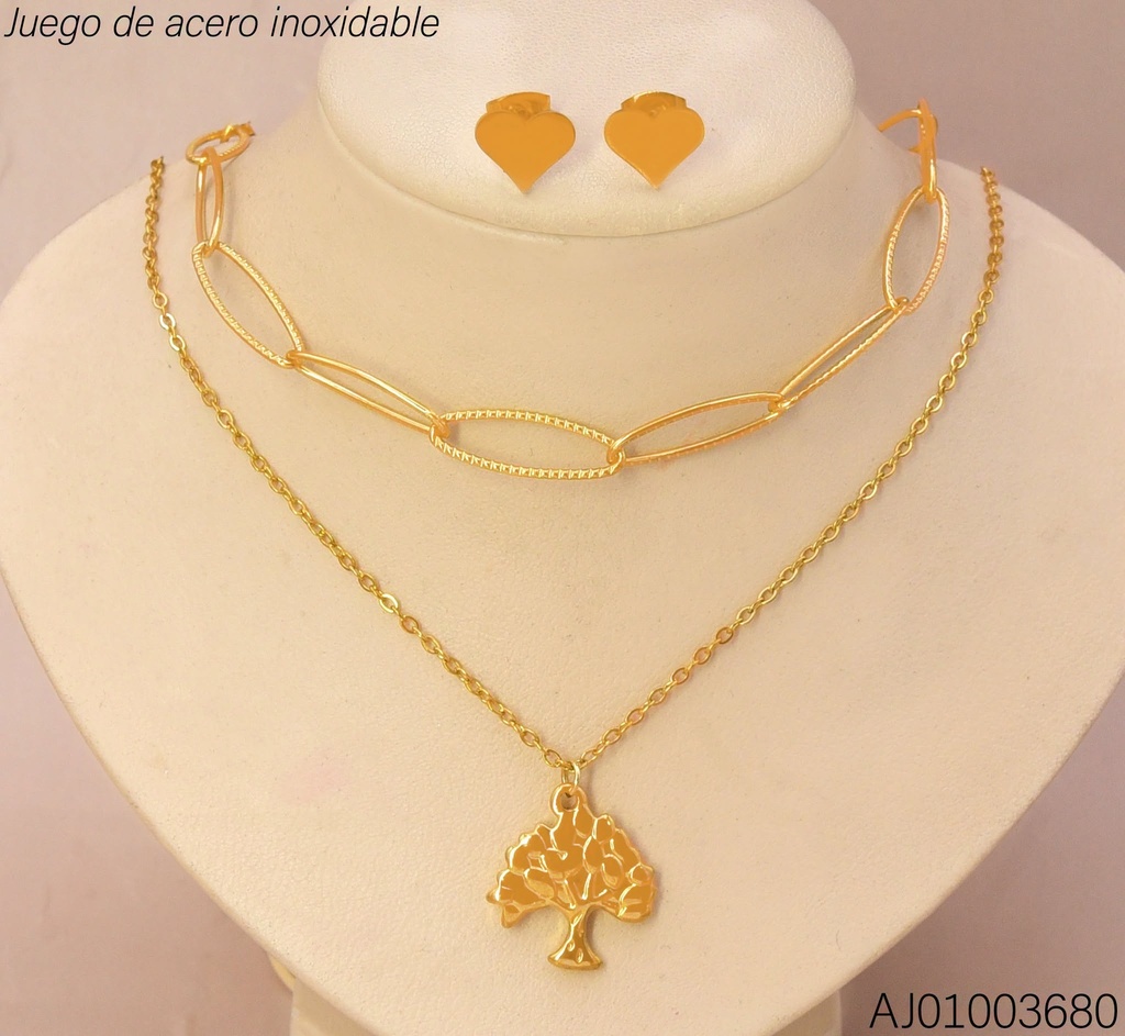 JUEGO DOBLE CAD.ARTES PLACAS CORAZÓN.DIJE:ÁRBOL
