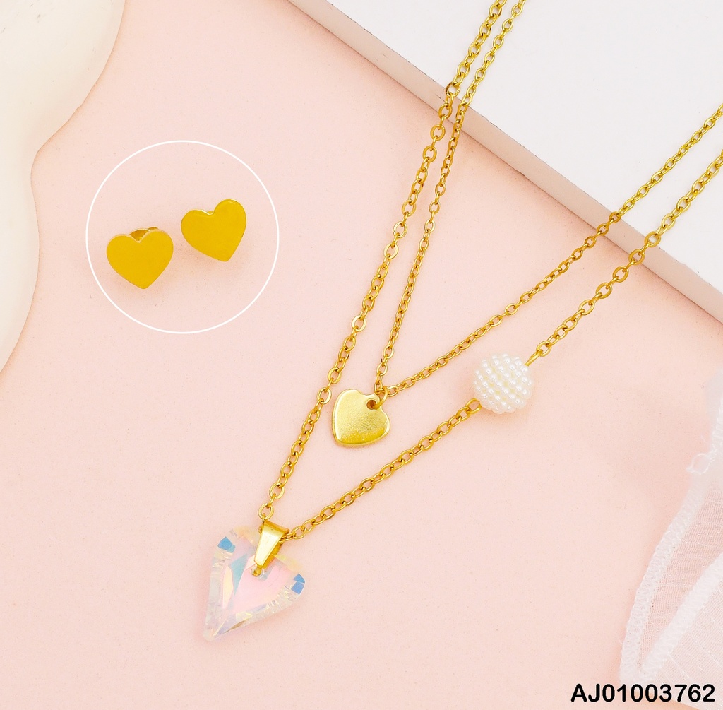 JUEGO CORAZONES DOBLE CAD. DIJE TORNASOL.CAD C/ESFERA⚪