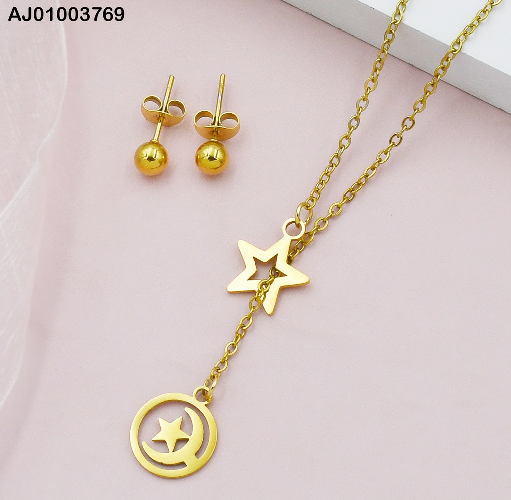 JUEGO ARETES ESFERAS CAD.C/CROQUI ESTRELLA/MEDIA LUNA