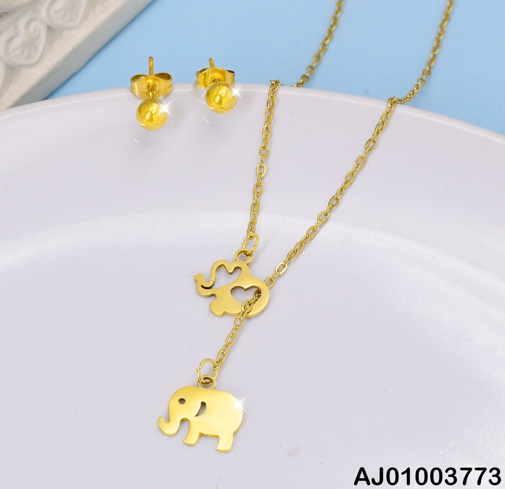JUEGO ELEFANTES CAD.C/CALADO/PLACA. ARETES ESFERA