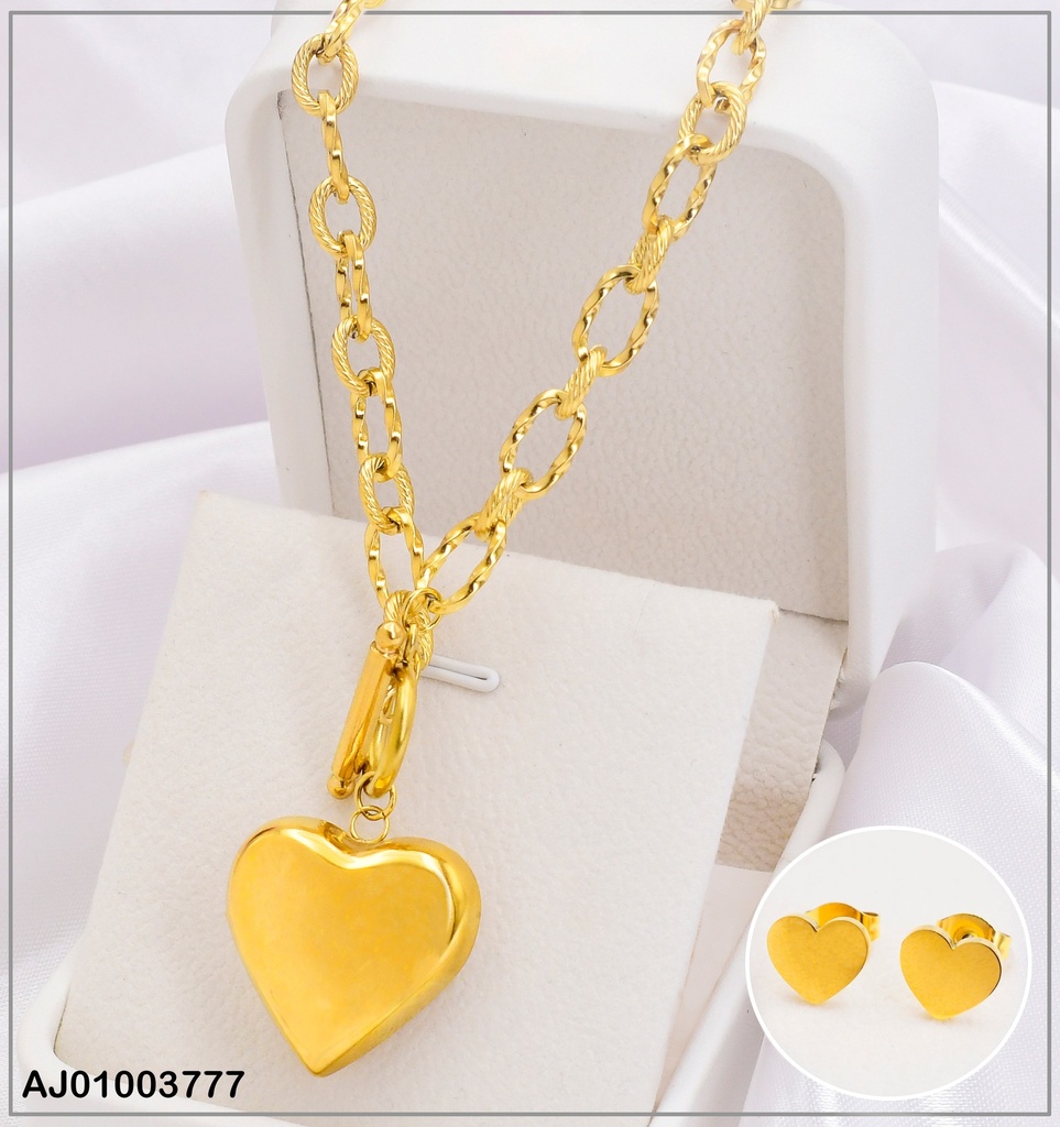 JUEGO CORAZONES ARETES💛, CADENA CIERRE Ø/ INF.GR.N