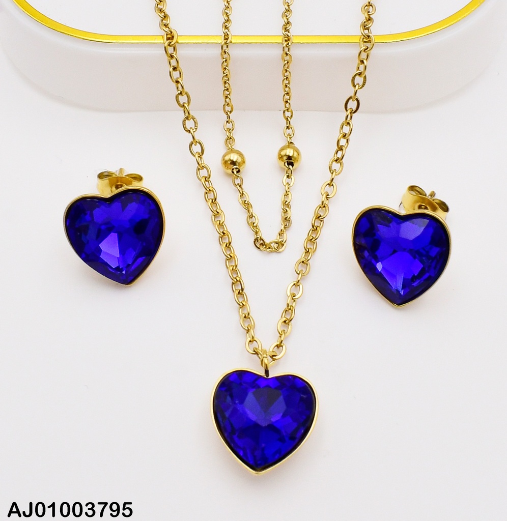 JUEGO CORAZONES AZULES DOBLE CAD.TRAD/ESFERAS 072265