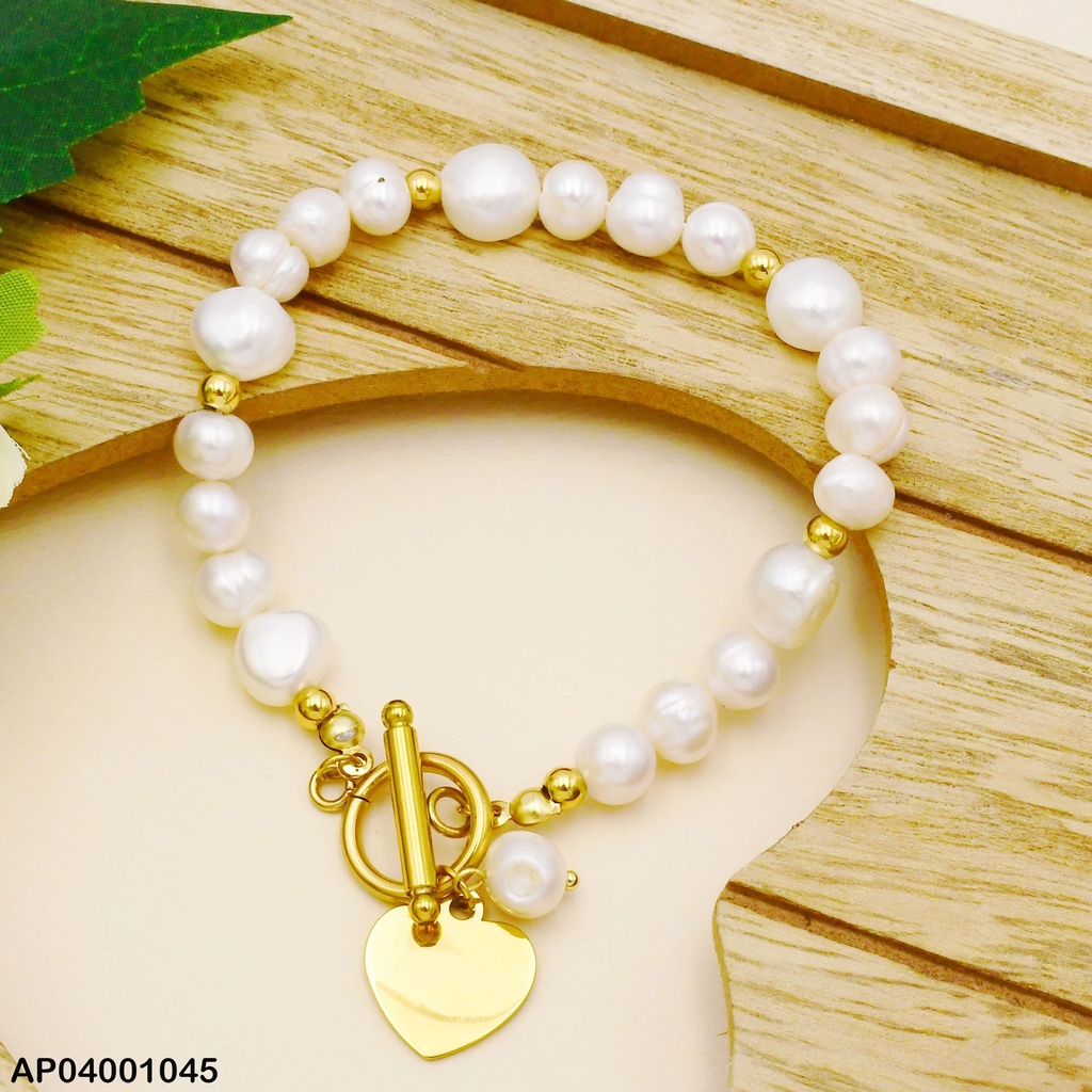 PULSERA PERLAS CULTIVADAS CIERRE TIFFANY DIJE PLACA💛