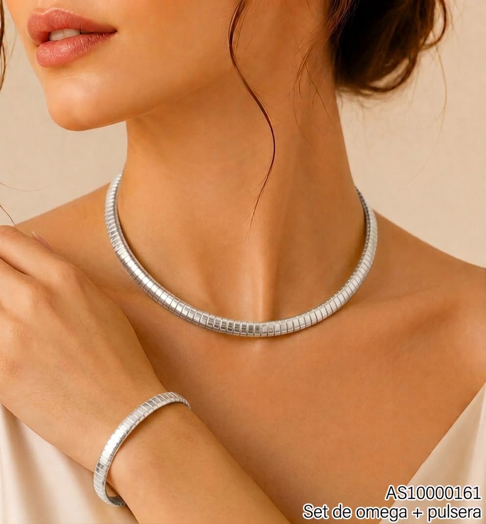 SET PLAT.OMEGA FLÉXIBLE A RAYAS C/PULSERA SA309-135