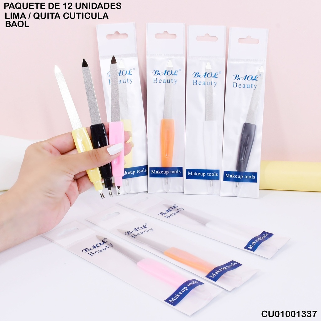 PAQUETE 12 LIMAS METÁLICA BAOL BEAUTY(SURTIDAS)