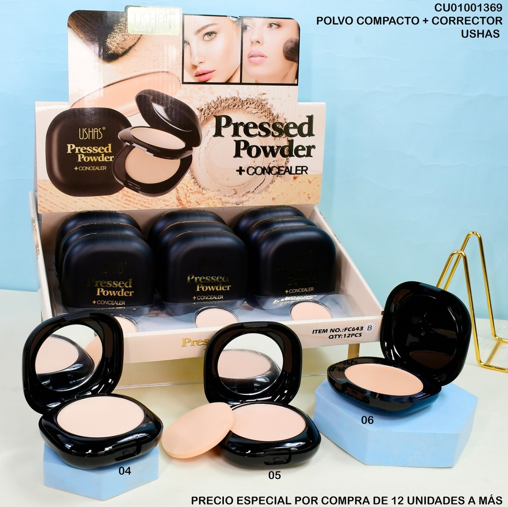 POLVO COMPACTO/CORRECTOR USHAS FC643B SURTIDOS