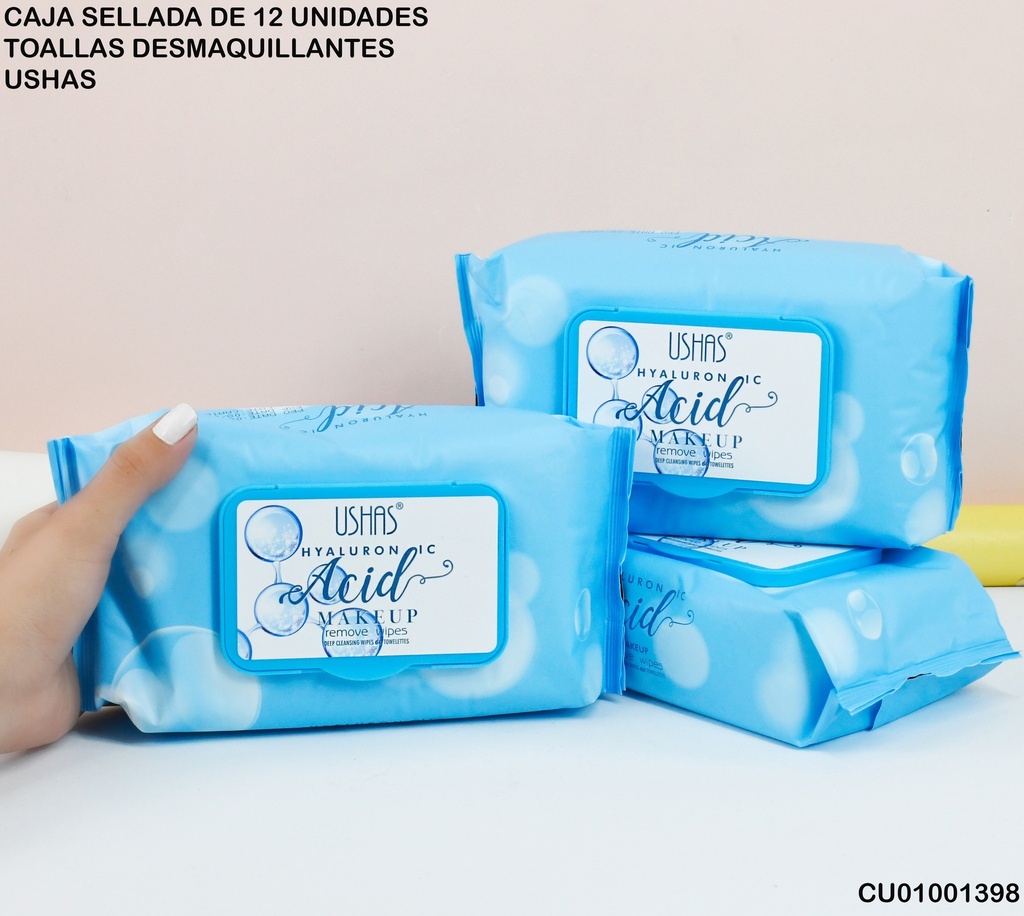 60 TOALLAS REMOVEDORA DE MAQUILLAJE ÁCIDO HYALURONICO WP018