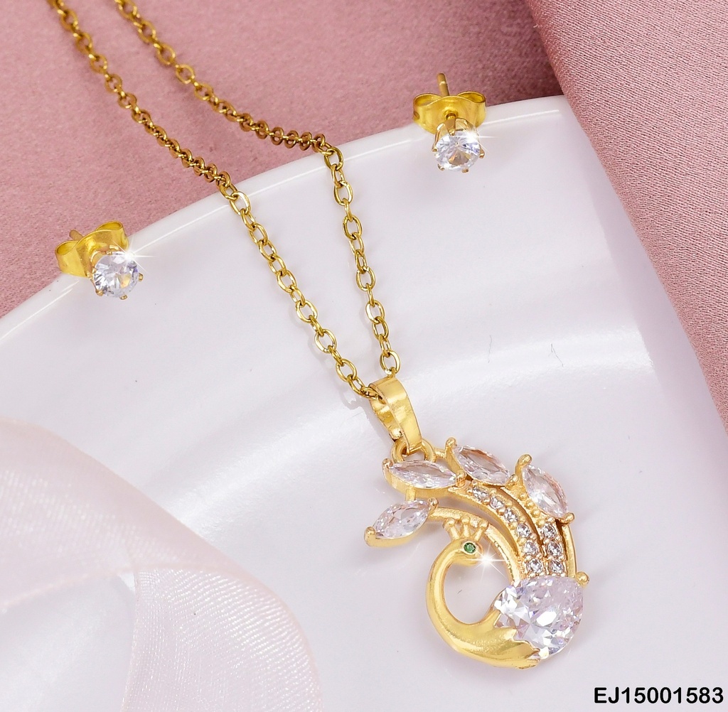 JUEGO ZIRCONIAS RD PEQ. DIJE:CISNE C/ZIRCONIAS