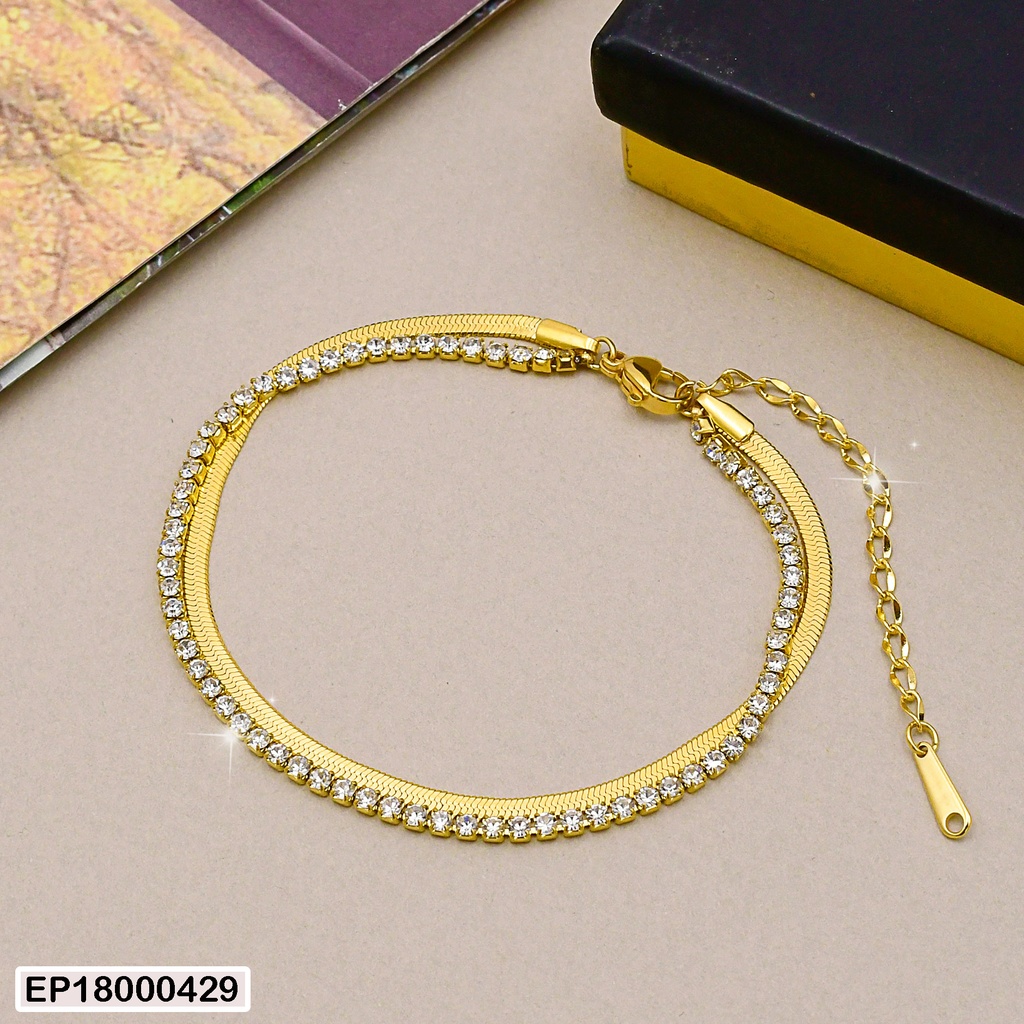 PULSERA DOBLE ZIRCONIAS/PLANA