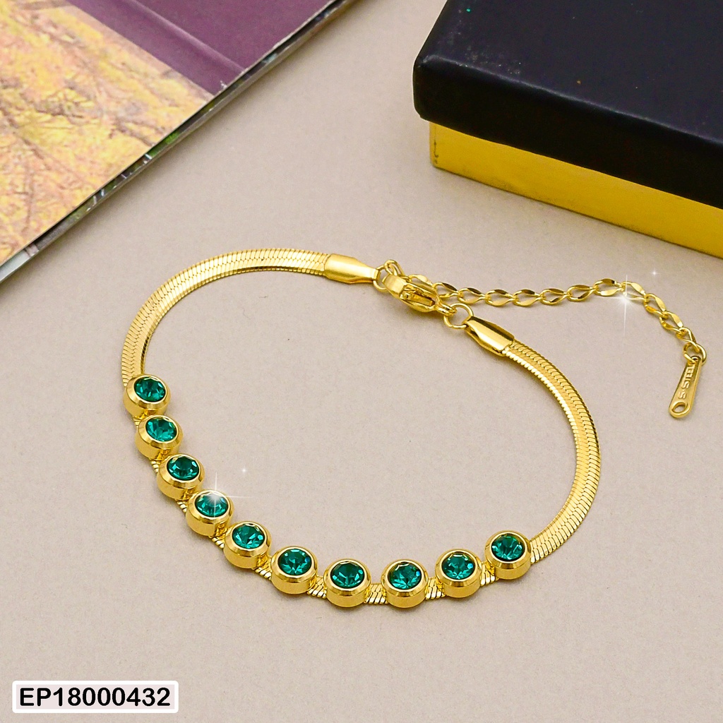 PULSERA PLANA C/ZIRCONIAS RD VERDES