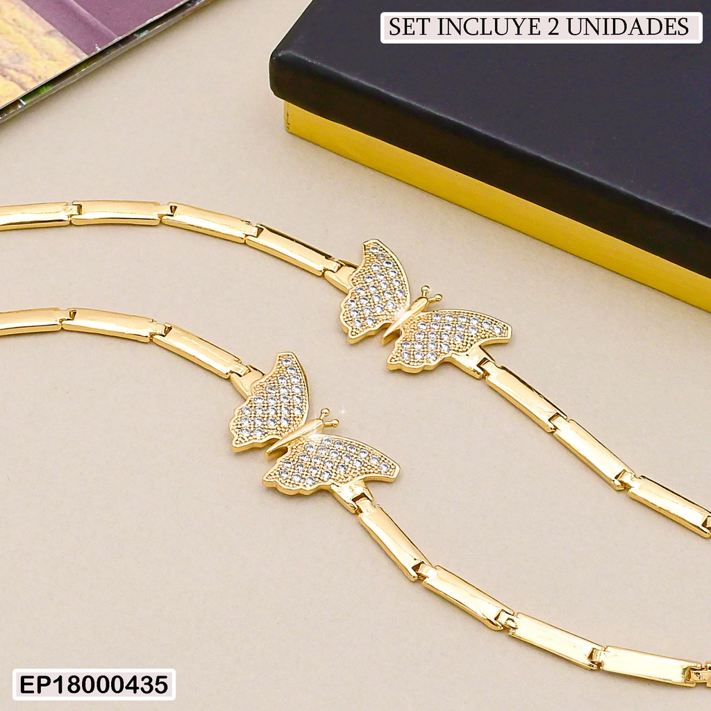DÚO PULSERAS CENTRO MARIPOSA GRANDE C/ZIRCONIAS