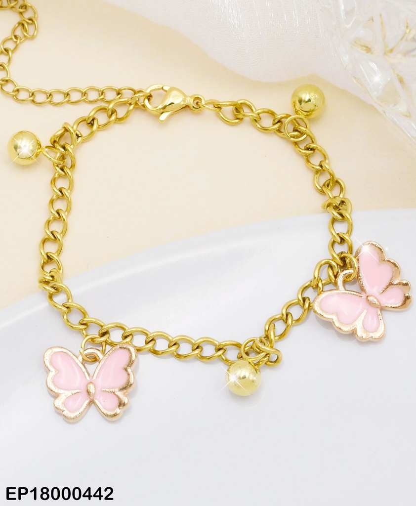 PULSERA MARIPOOSAS ROSAS/ESFERAS