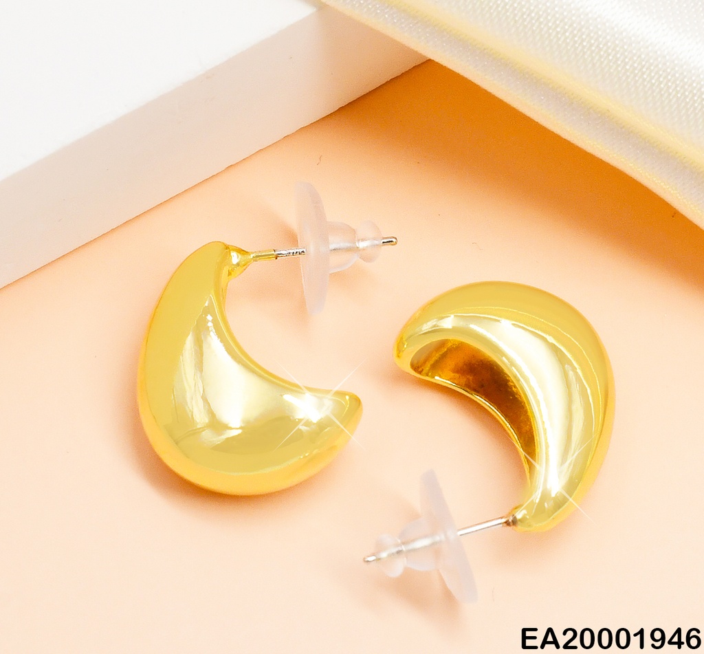 ARETES MEDIA LUNA HUECA LISA EE721-130 TENDENCIA