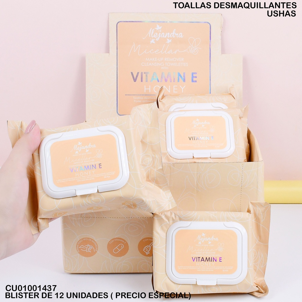 TOALLAS DESMAQUILLANTES ALEJANDRA VIT"E"/HONEY C129