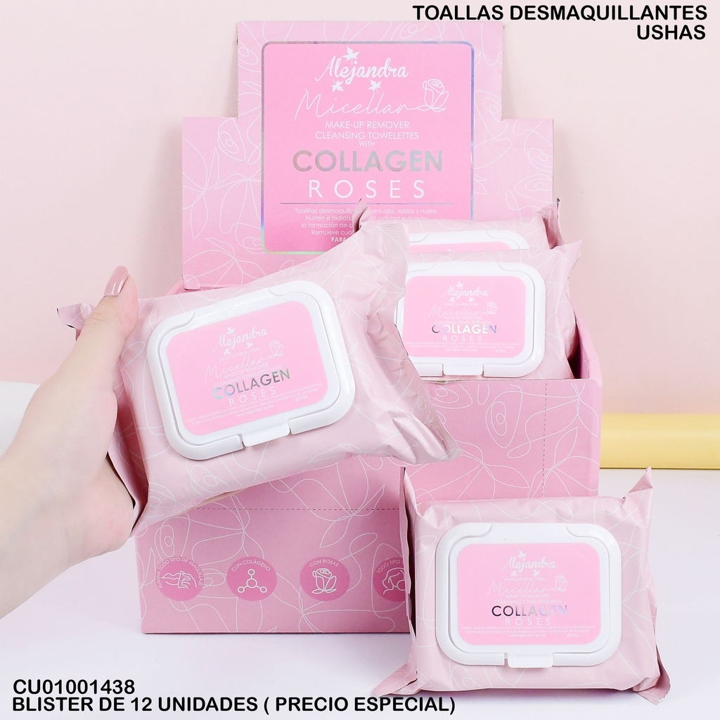 TOALLAS DESMAQUILLANTES ALEJANDRA COLÁGENO/ROSAS C125