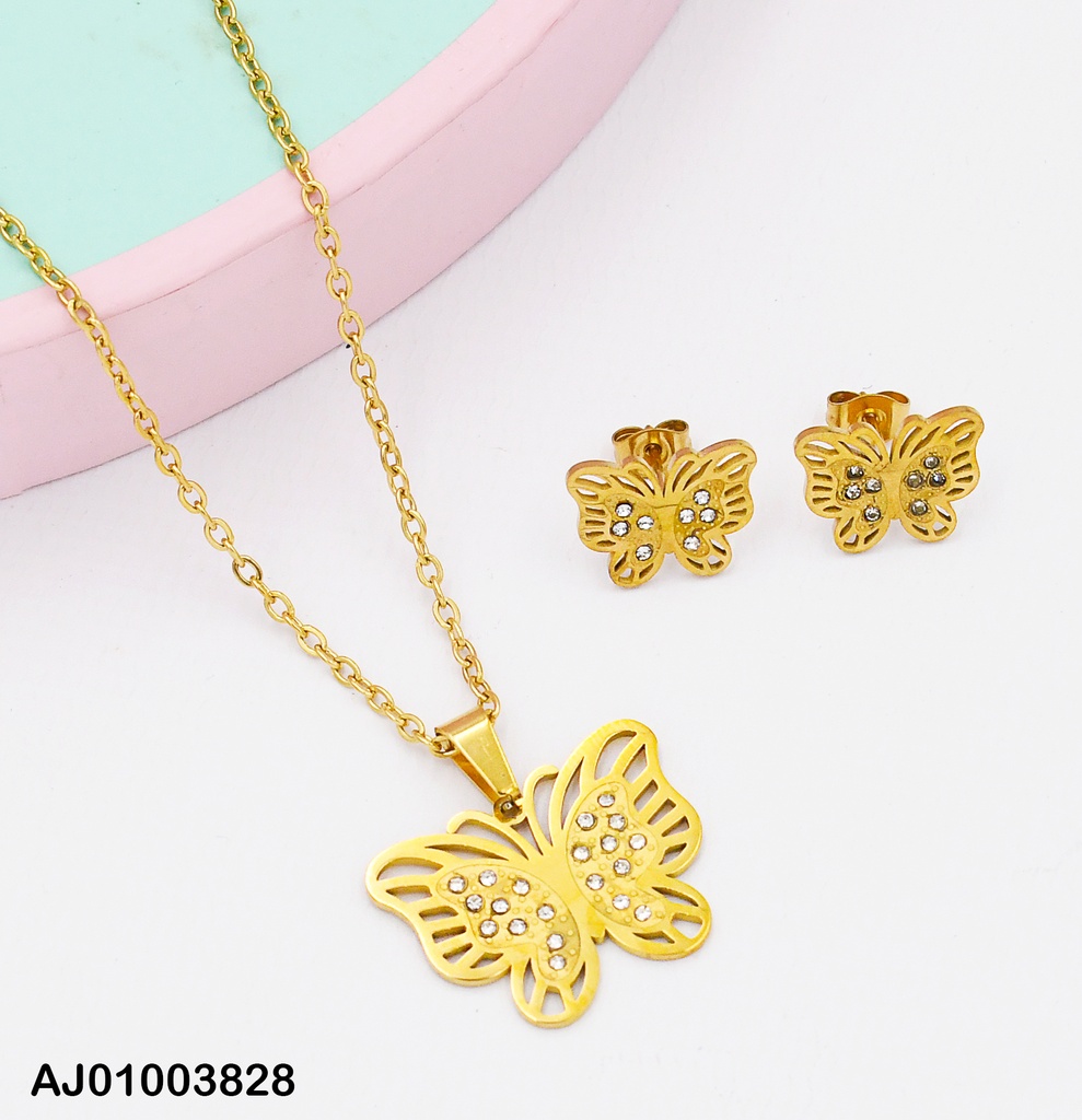 JUEGO MARIPOSAS ALAS CALADAS LÍNEAS C/ZIRCONIAS
