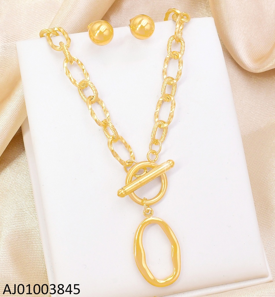JUEGO ARETES PELOTAS,CAD.TIFFANY CON ÓVALO COLGANTE