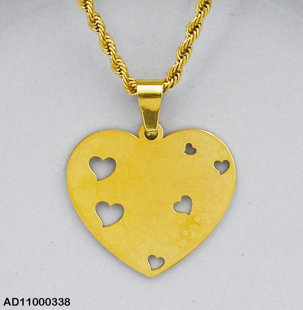 DIJE PLACA CORAZÓN C/CORAZONES CALADOS A7492