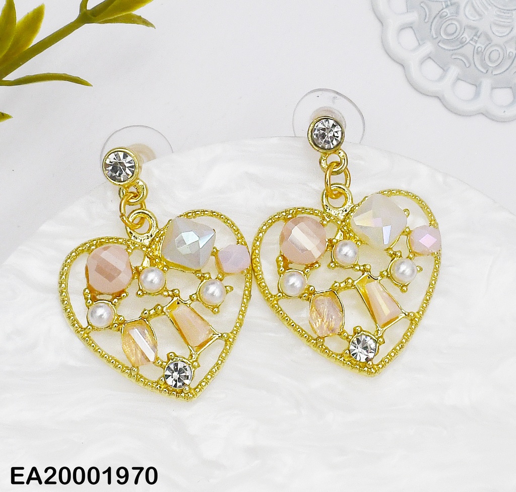 ARETES CROQUI CORAZÓN C/CRISTALES CENTRO
