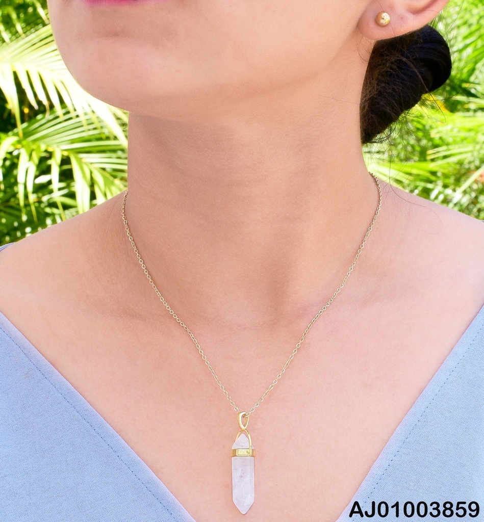 JUEGO ARETES PELOTITAS DOR.,DIJE CUARZO:BLANCO 072825