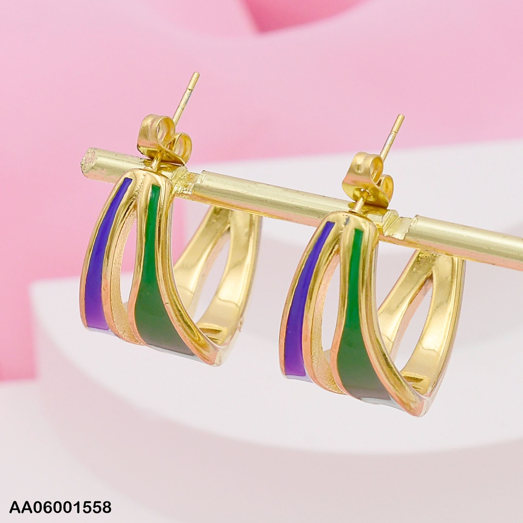 ARETES DOBLE LÍNEA ANCHA AZUL/VERDE (P.E.NOV2025)