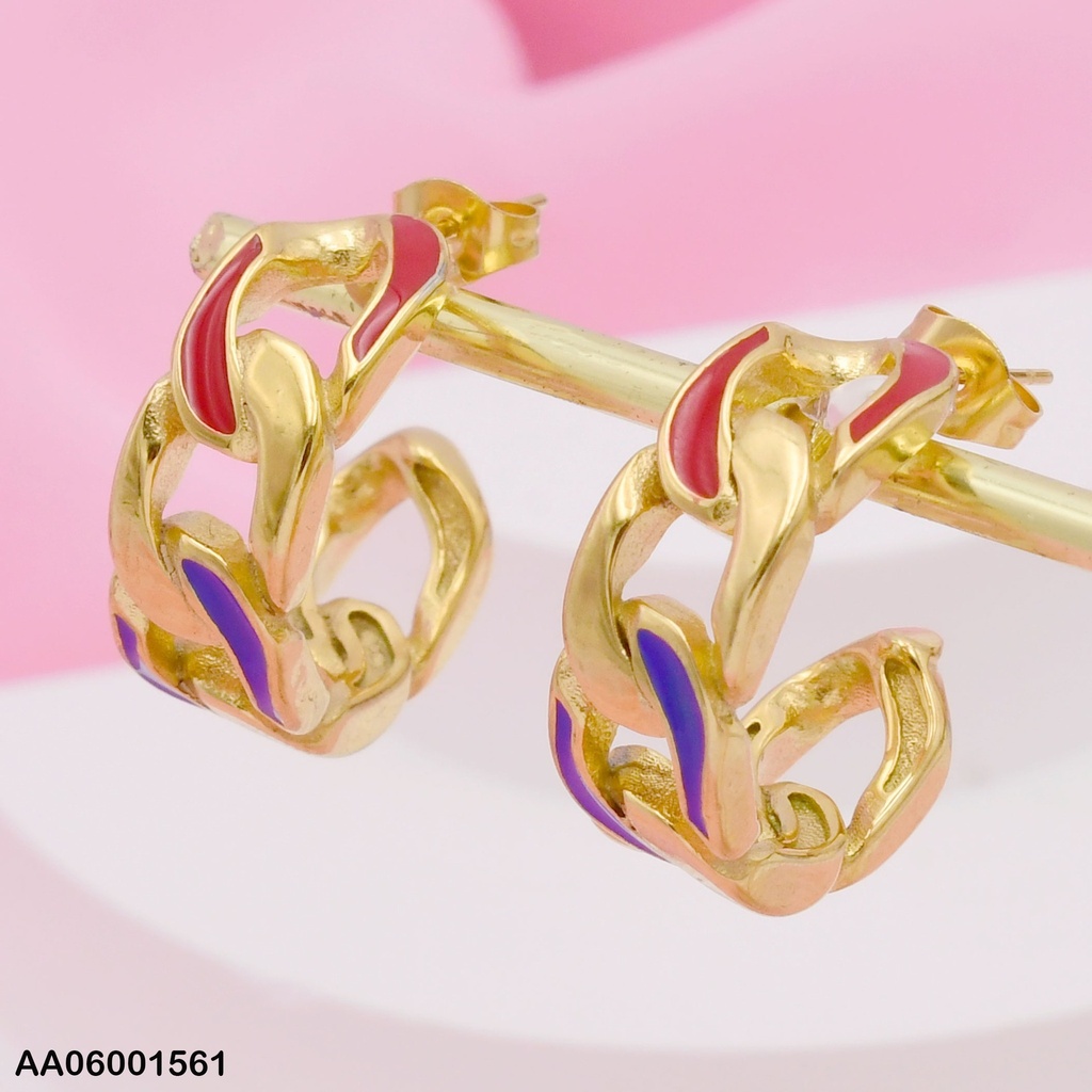 ARETES ESLABONES DE CAD.C/ROJO-AZUL