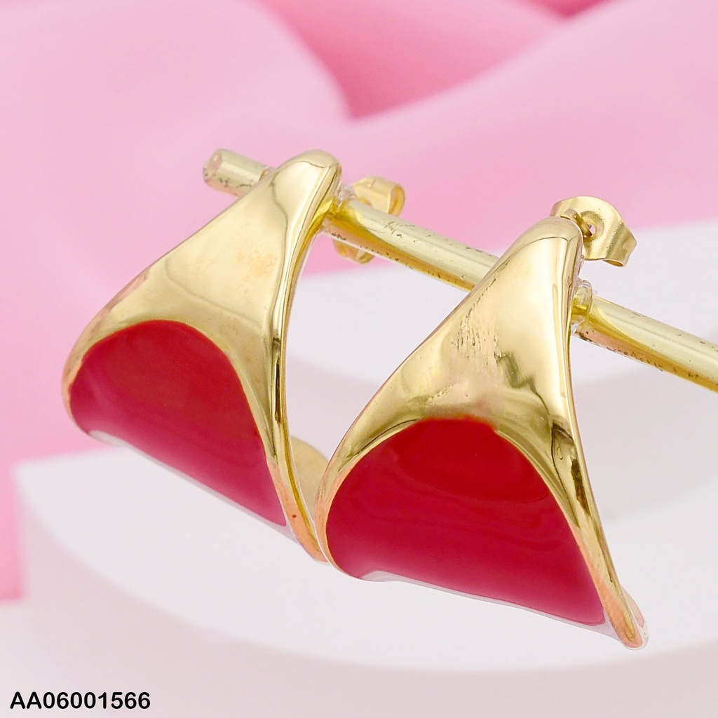 ARETES "J" DORADO C/ROJO