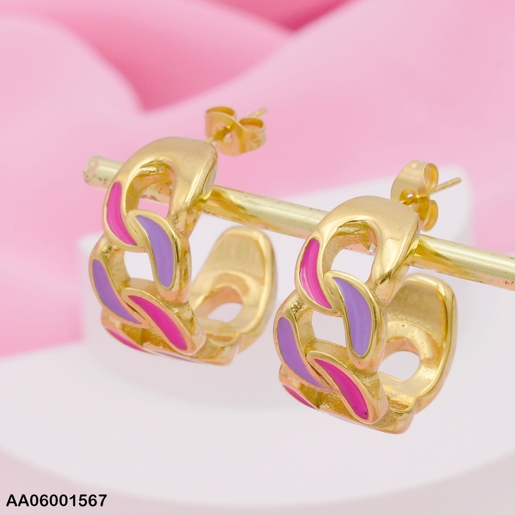 ARETES ESLABONES CAD.FUCSIA/MORADO