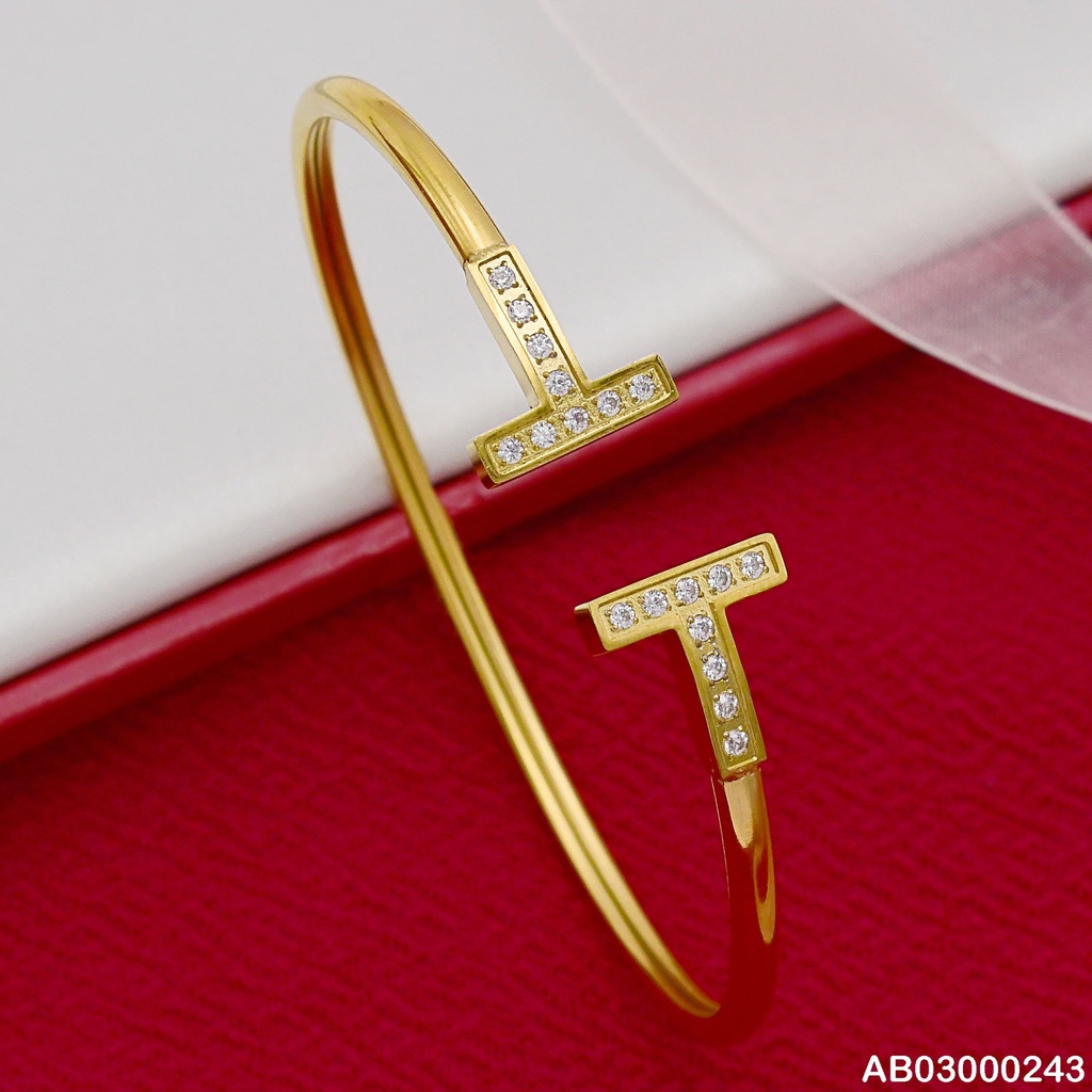 BRAZALETE ABIERTO EXTREMOS "T" ZIRCONIAS